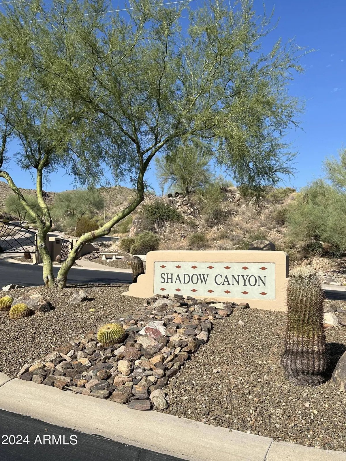 The Shadow Canyon entrance monument at the gate to the community
